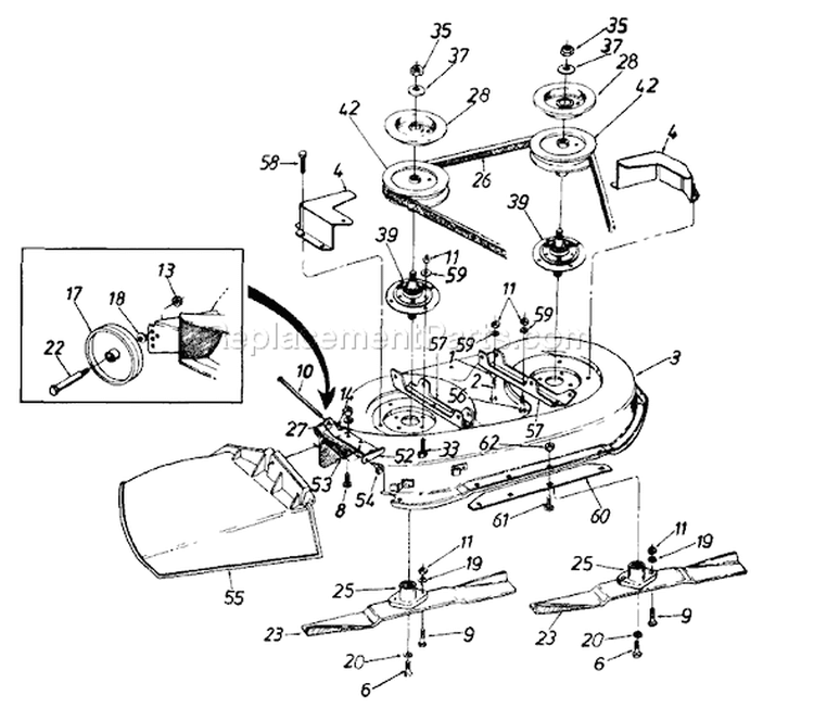 Page E Diagram and Parts List for 136A694F701 1996 Yard Man Lawn Tractor